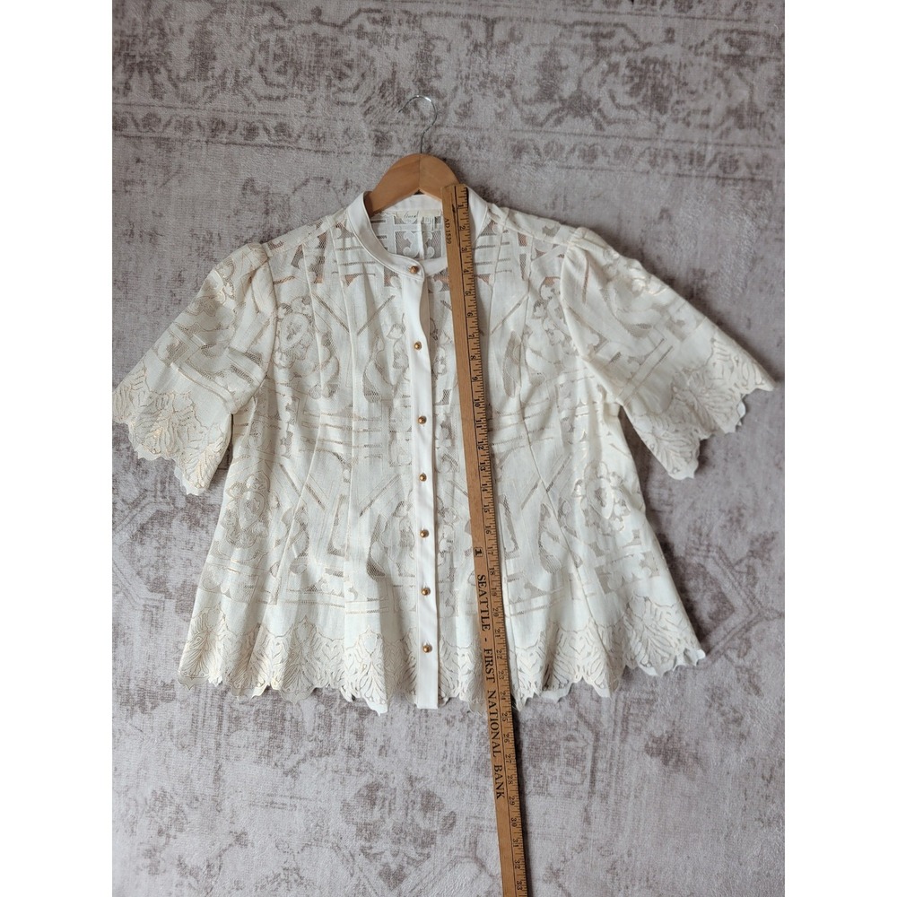 Floreat Anthropologie Lace Blouse Ivory Romantic Cottagecore Bohemian US 8 - Picture 11 of 11